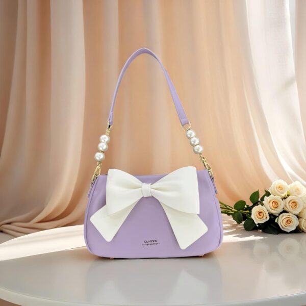 Bow Embellished Pleated Hand Bag